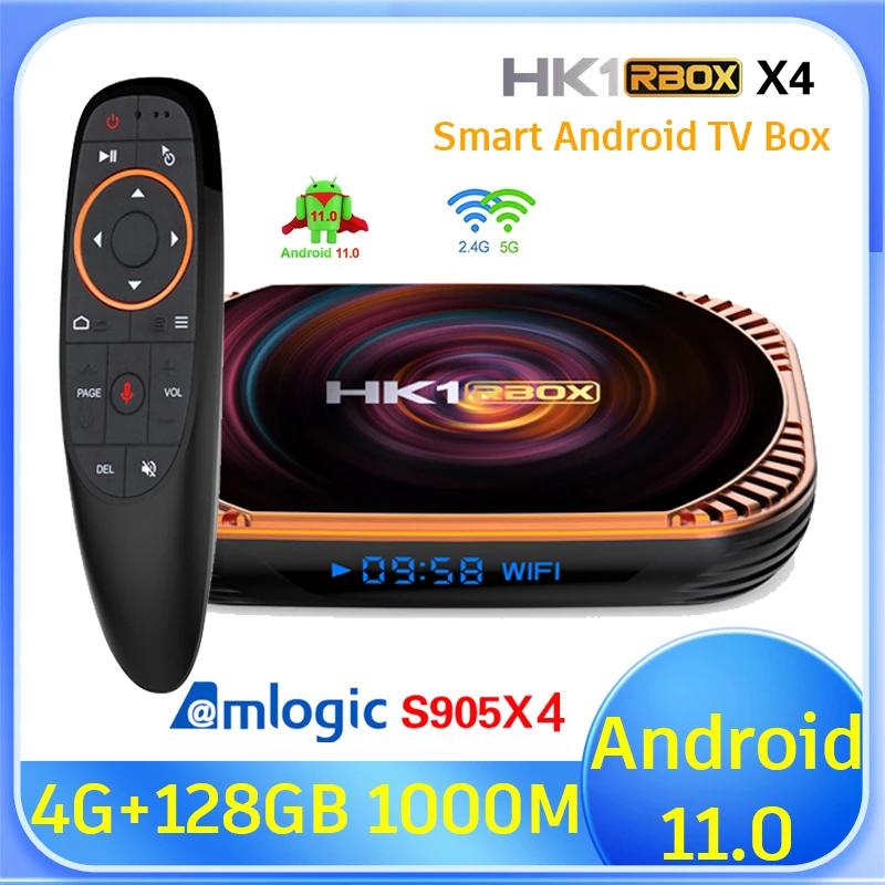 HK1 RBOX X4 Ʈ 1000M LAN TV ڽ, ȵ̵ 11 Amlogic S905X4 4G 64G 128G 5G   4K 8K AV1 BT ̵ ÷̾  ڽ